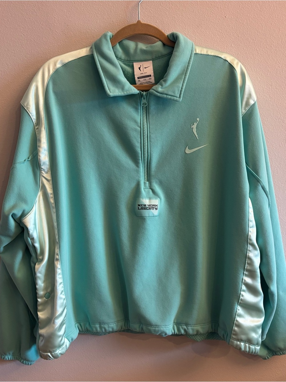 Nike WNBA New York Liberty 1/4 Zip Pullover Jacket Mint Green Women's XXL HF6447